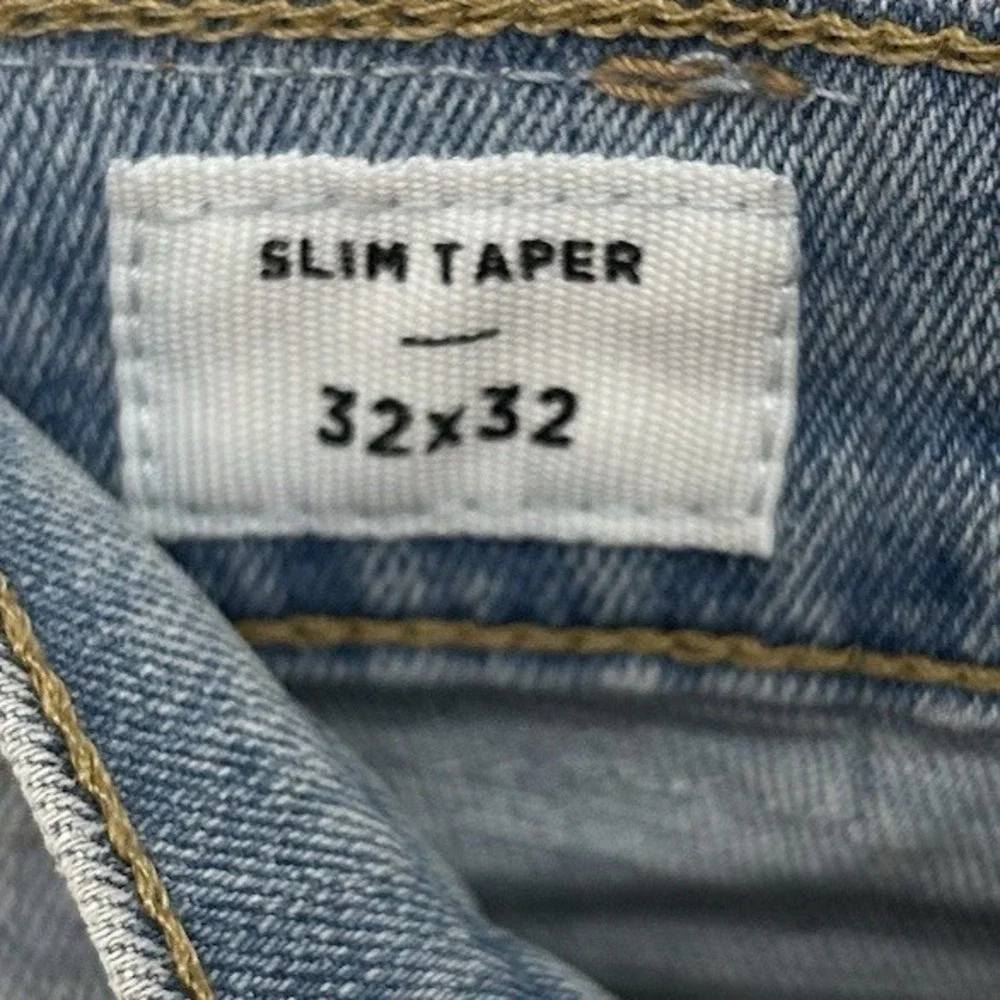 PacSun Mens Slim Taper Distressed Light Wash Blue Denim Jeans 32x32‎ Streetwear